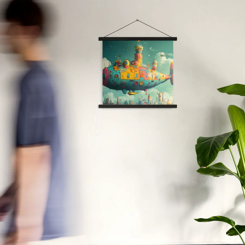Submerged Dreams: A Whimsical Voyage | Poster With Black Wood Hanger | 18″×18″