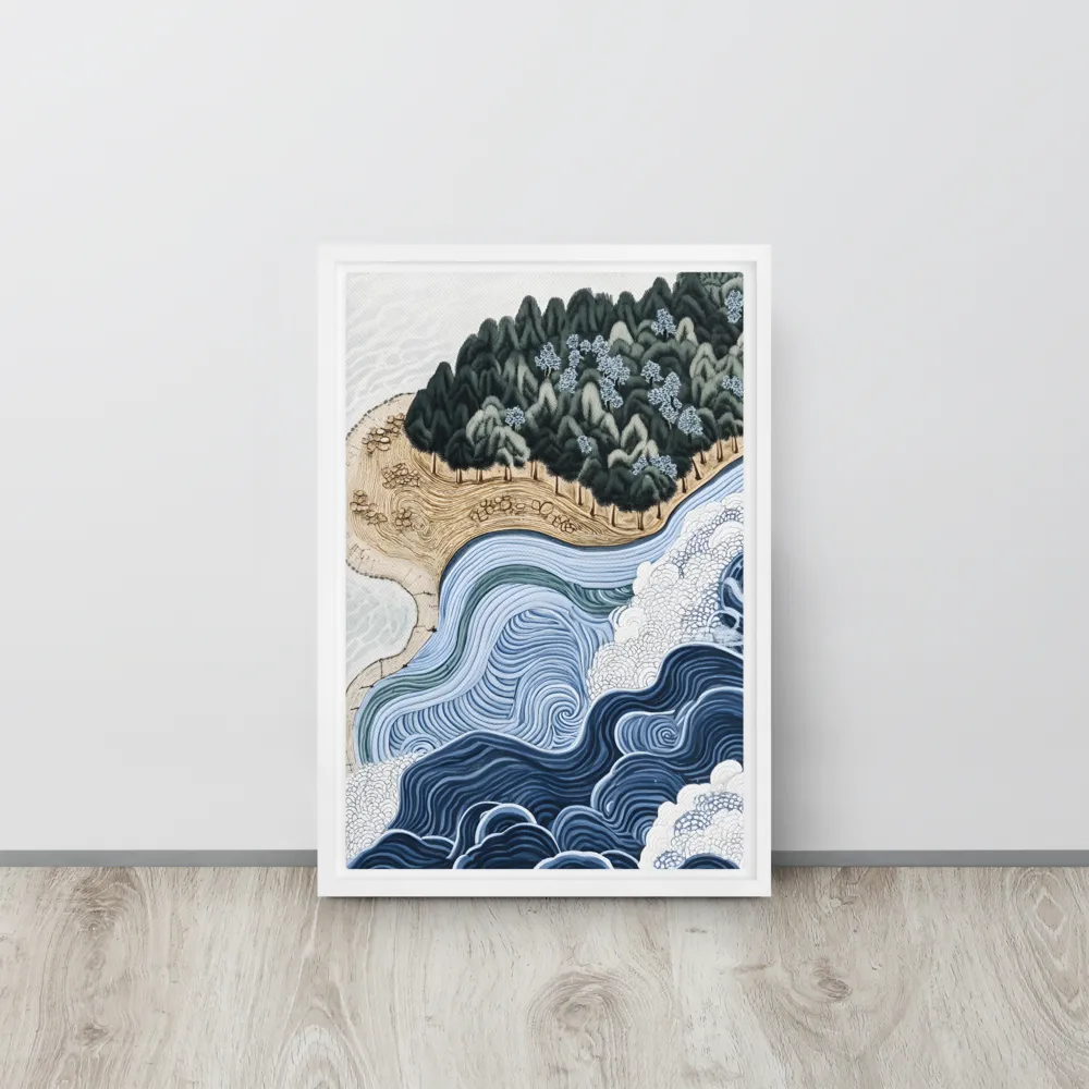 Oceanic Harmony: A Tranquil Landscape | Canvas with White Frame | 12″×18″