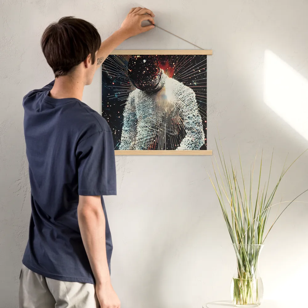 Ethereal Astronaut: A Journey Through the Cosmos | Poster With Oak Wood Hanger | 18″×18″