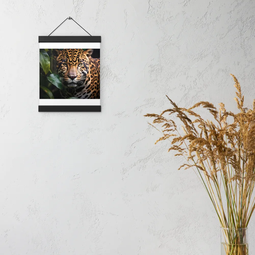 The Intensity of Nature: A Jaguar’s Gaze | Poster With Black Wood Hanger | 8″×10″