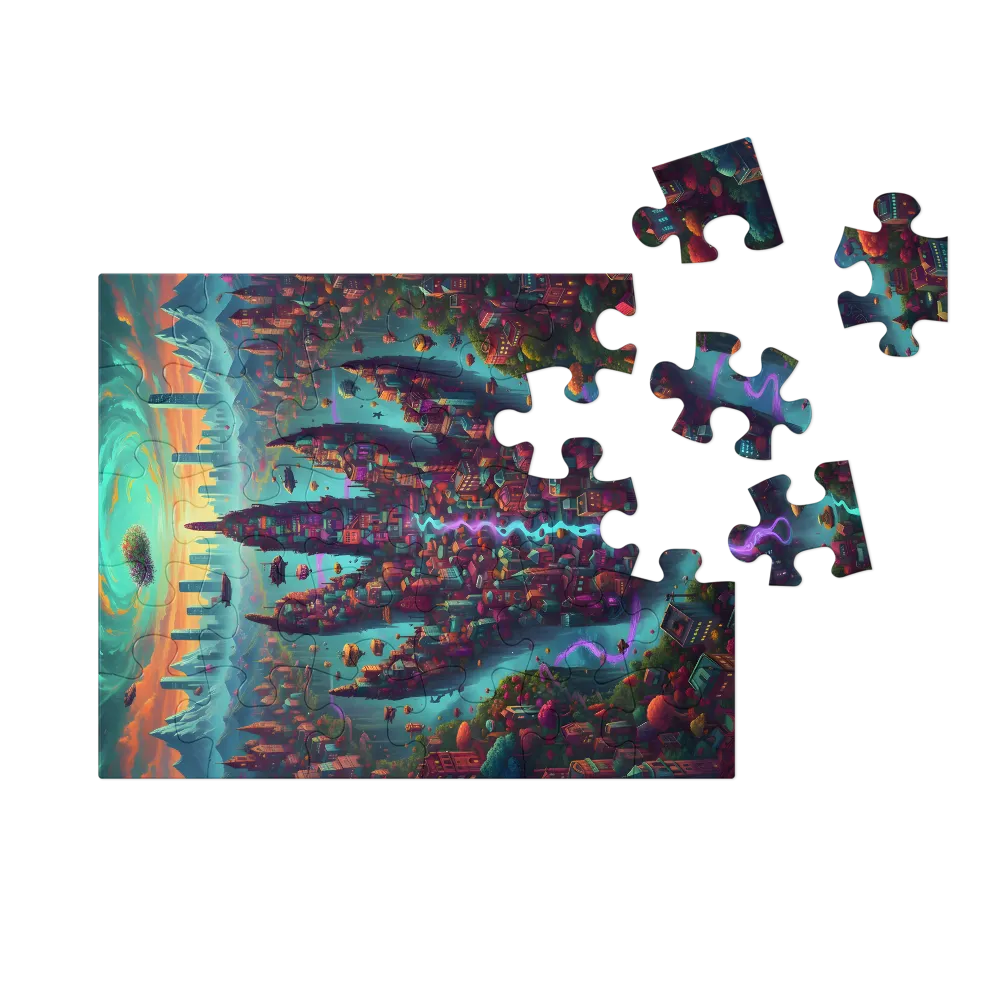 Otherworldly Floating City 
 Jigsaw Puzzle in Tin Box