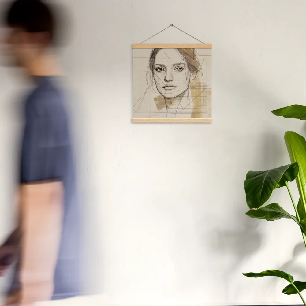 Geometric Elegance: A Modern Portrait | Poster With Oak Wood Hanger | 16″×16″