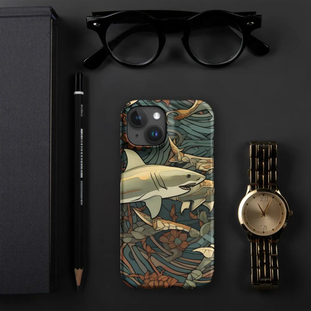 Dynamic Harmony of Sharks and Flora | Phone Case |  15 | Snap Case | Matte
