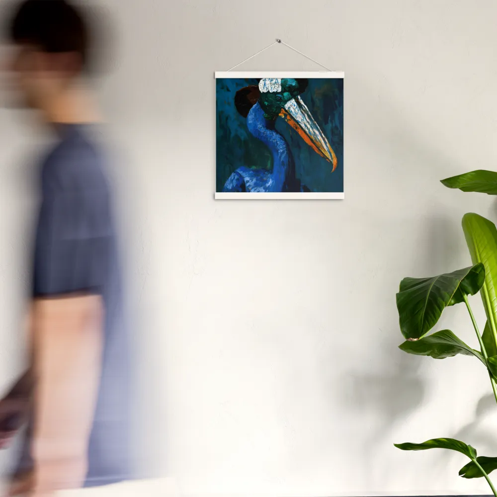 Majestic Absurdity: The Hat-Wearing Bird | Poster With White Wood Hanger | 16″×16″