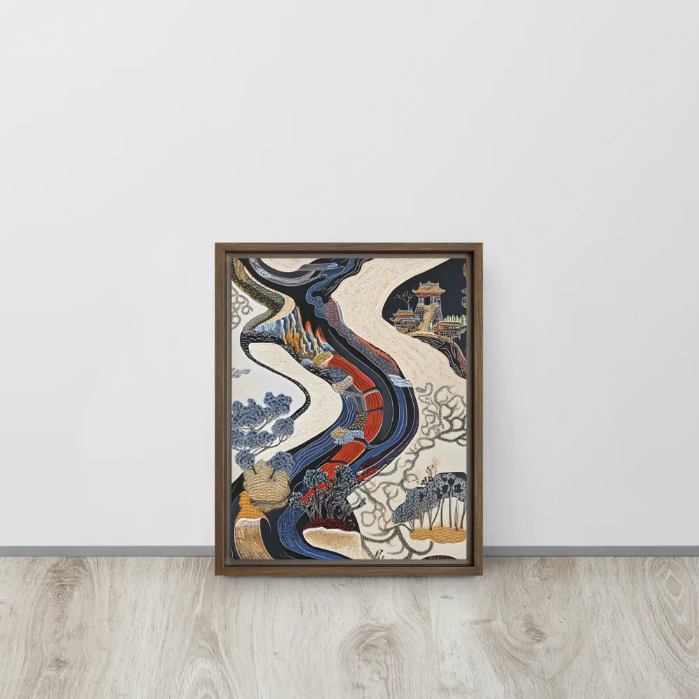 Flow of Tranquility | Canvas with Brown Frame | 11″×14″