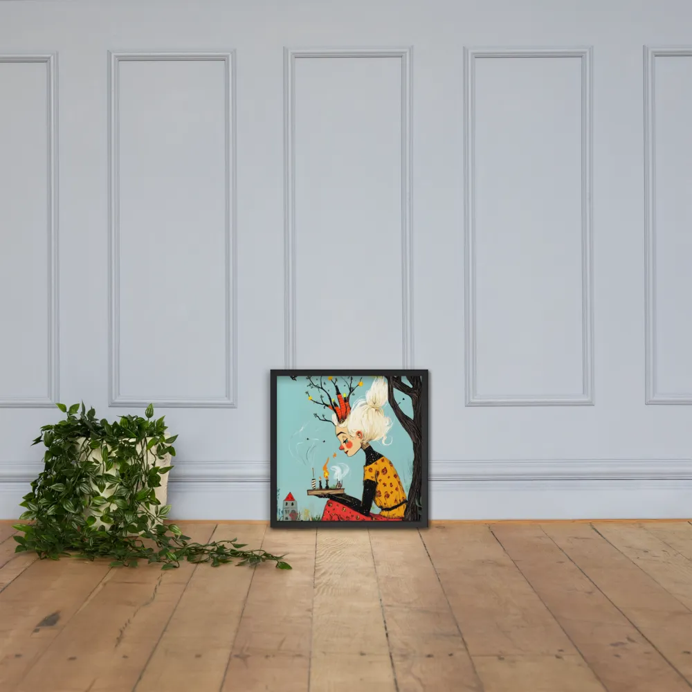 Whimsical Nature Girl | Poster with Black Frame | 18″×18″