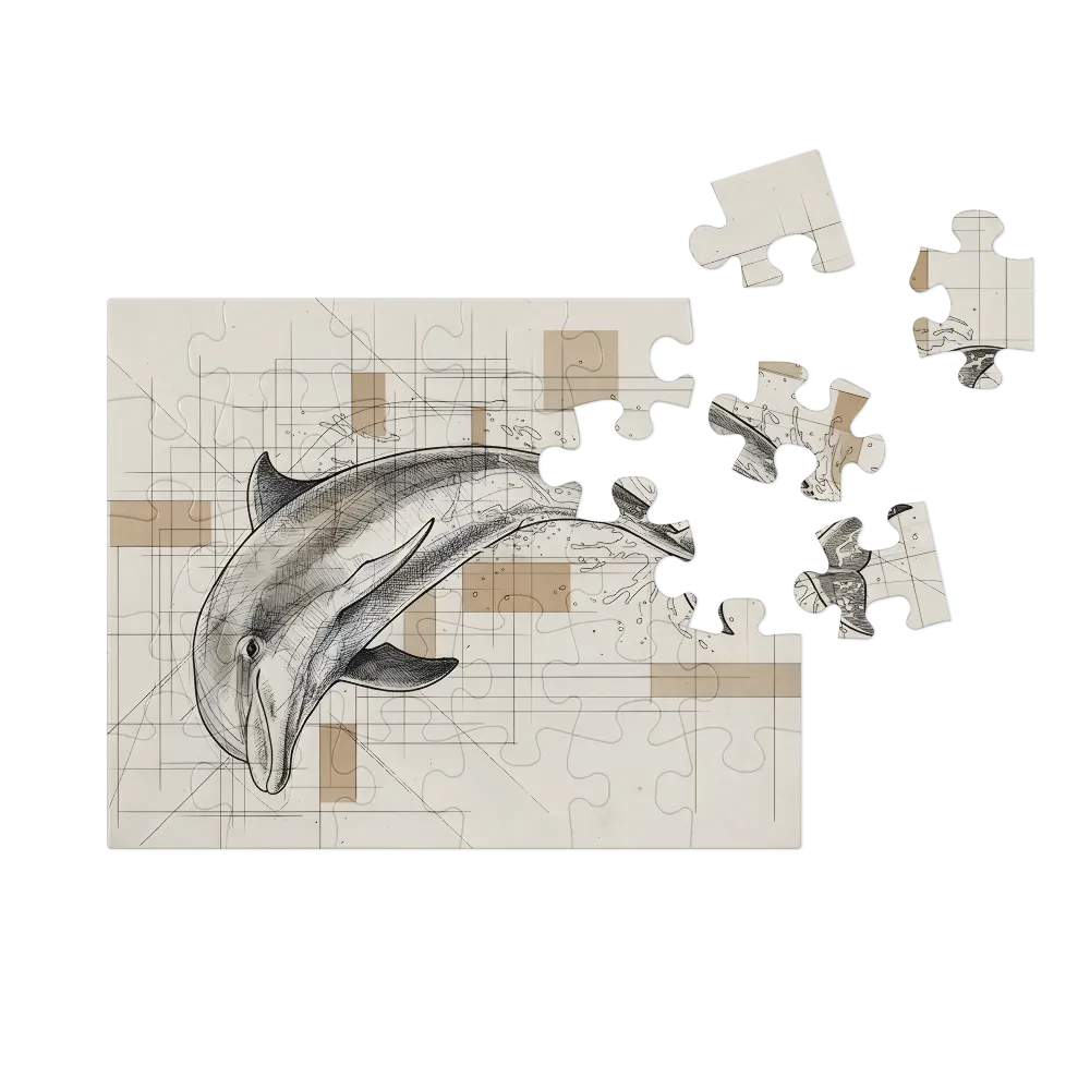 Dolphin Study 
 Jigsaw Puzzle in Tin Box
