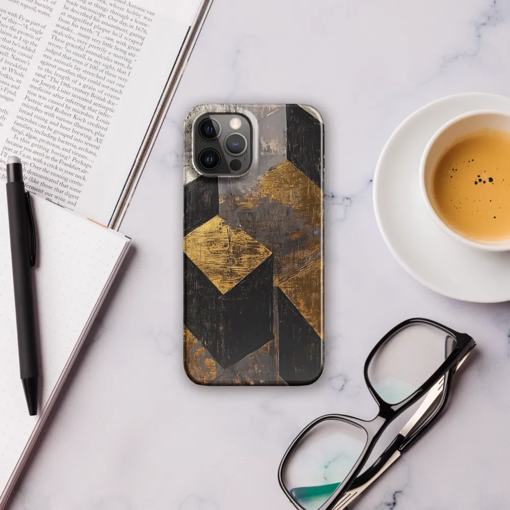 Geometric Harmony in Gold and Black | Phone Case |  12 Pro Max | Snap Case | Glossy