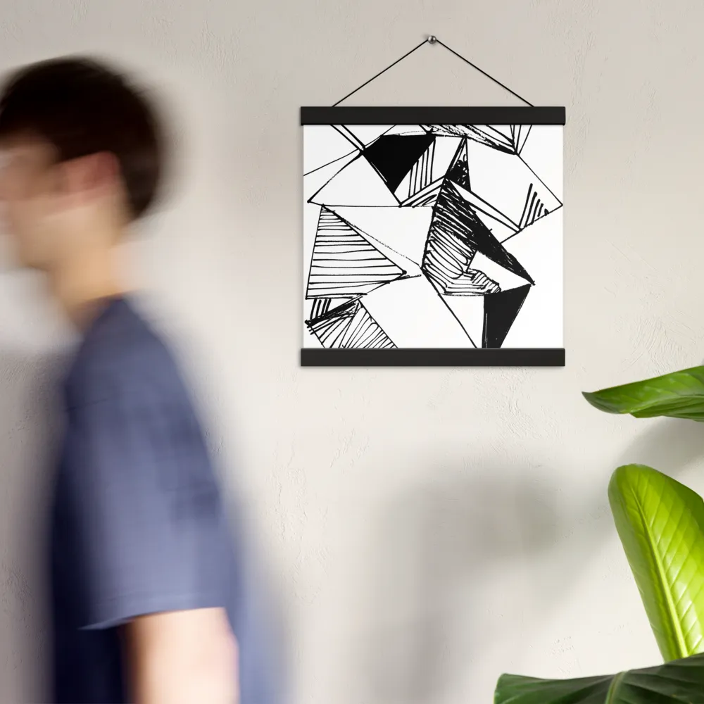 Dynamic Geometry in Ink | Poster With Black Wood Hanger | 12″×12″
