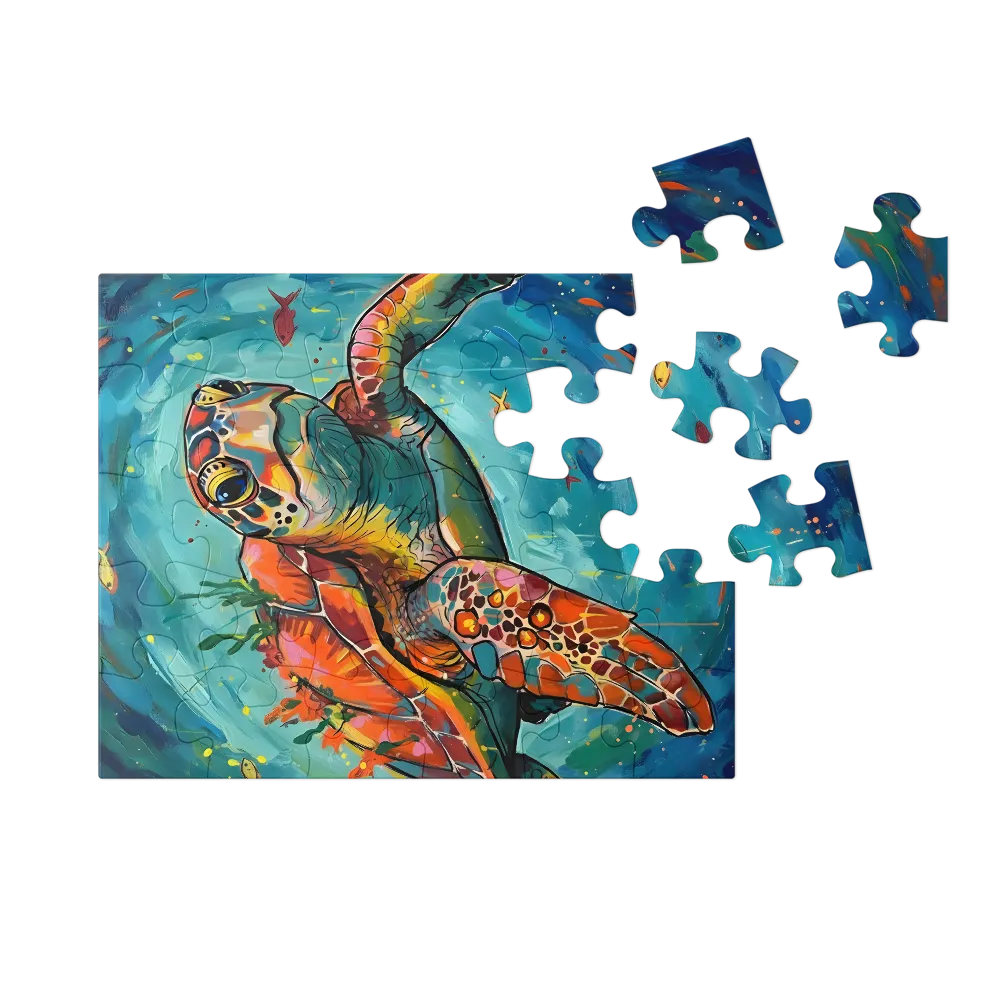 Colorful Sea Turtle 
 Jigsaw Puzzle in Tin Box