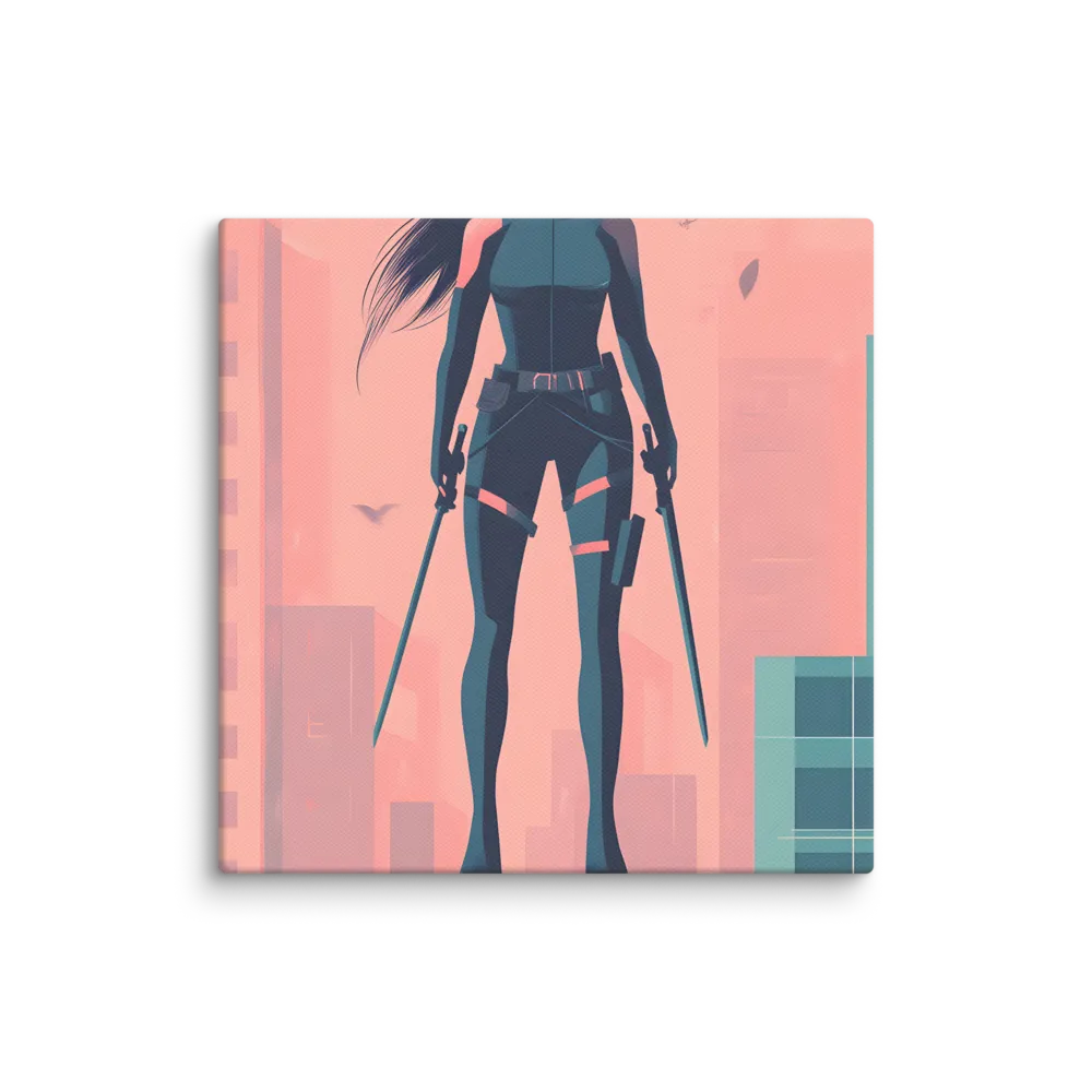 Urban Sentinel: A Warrior's Stand | Canvas | 14″×14″