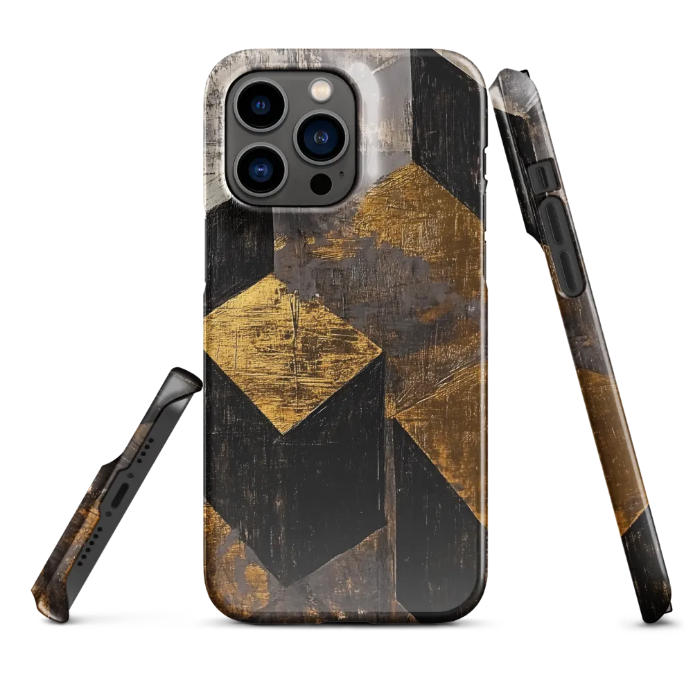Geometric Harmony in Gold and Black | Phone Case |  14 Pro Max | Snap Case | Glossy