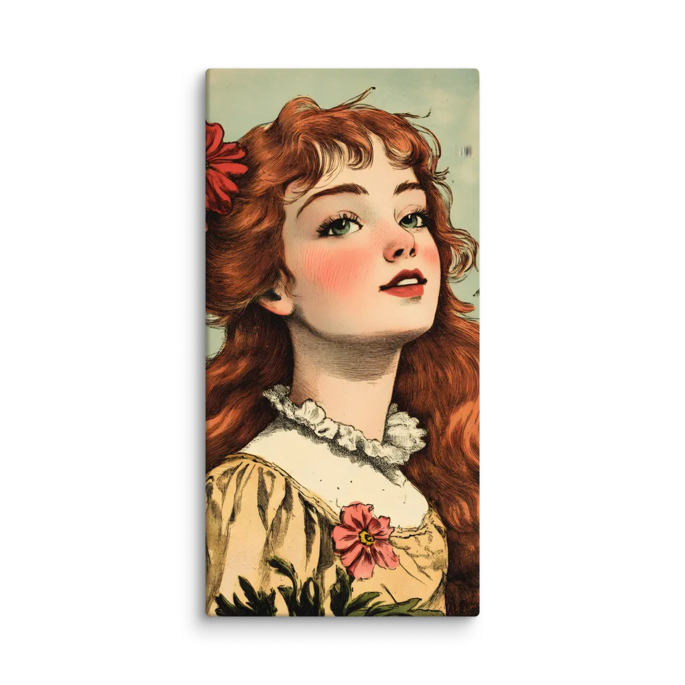 Whimsical Portrait of a Flower-Adorned Girl | Canvas | 20″×40″