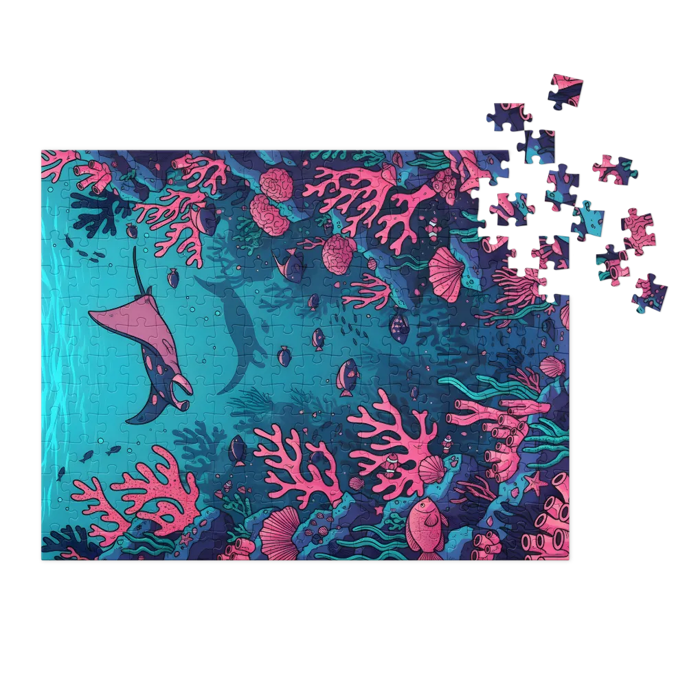 Manta Over Coral Garden 
 Jigsaw Puzzle in Tin Box