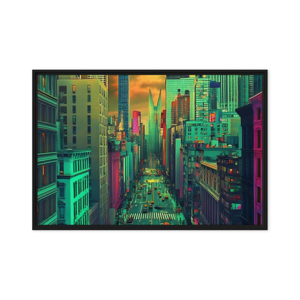 Urban Surrealism: Neon Dreams | Canvas with Black Frame | 20″×30″