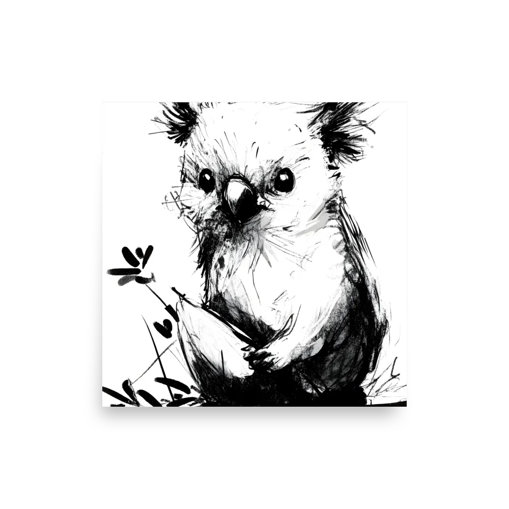 Whimsical Koala in Ink | Poster | 14″×14″