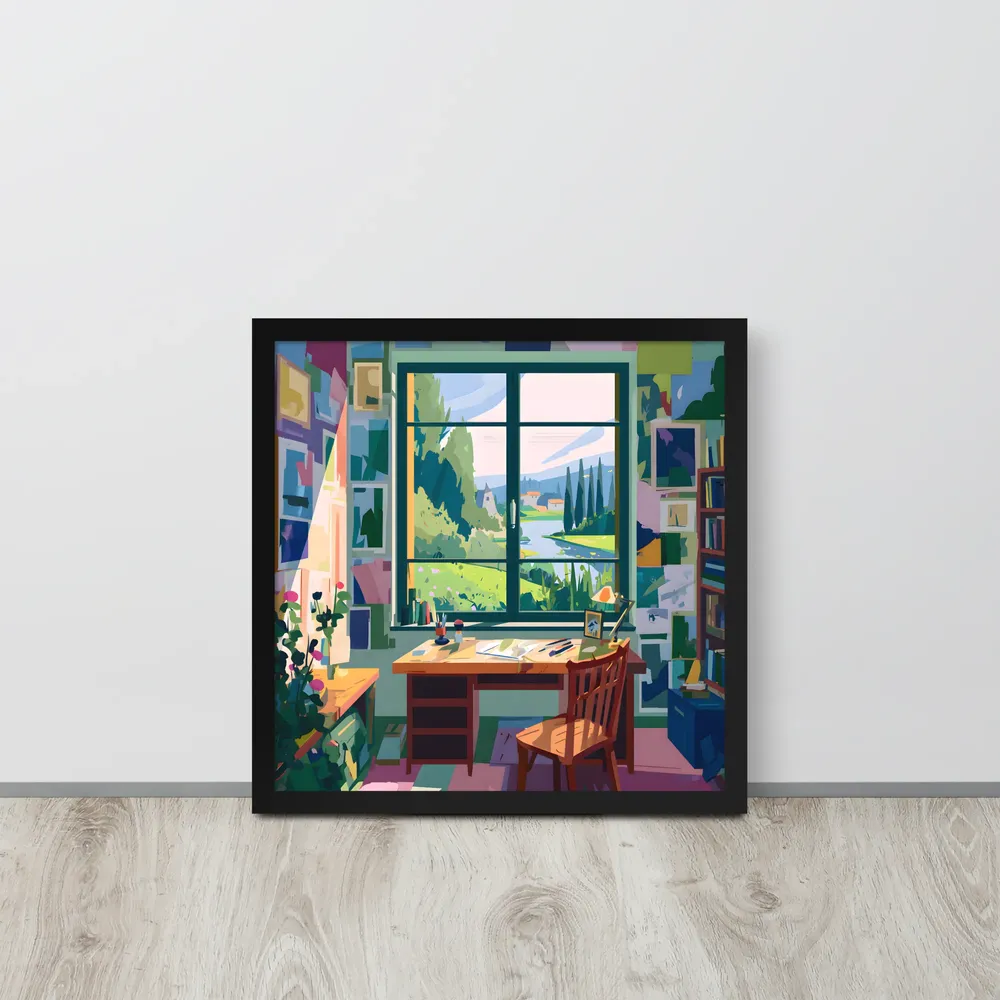 Sunlit Studio Window 
 Poster with Black Frame | 16″x 16″