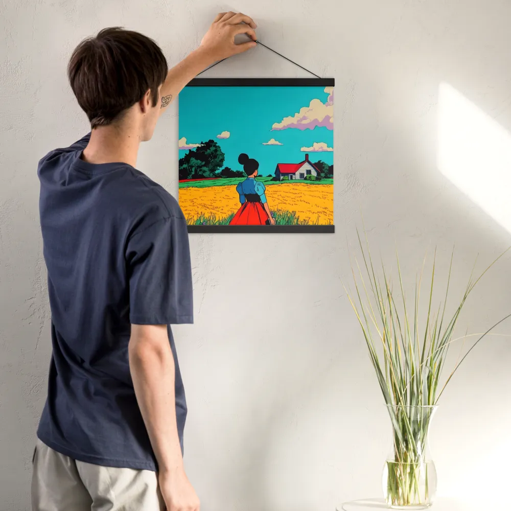 Whispers of a Sunlit Meadow | Poster With Black Wood Hanger | 16″×16″