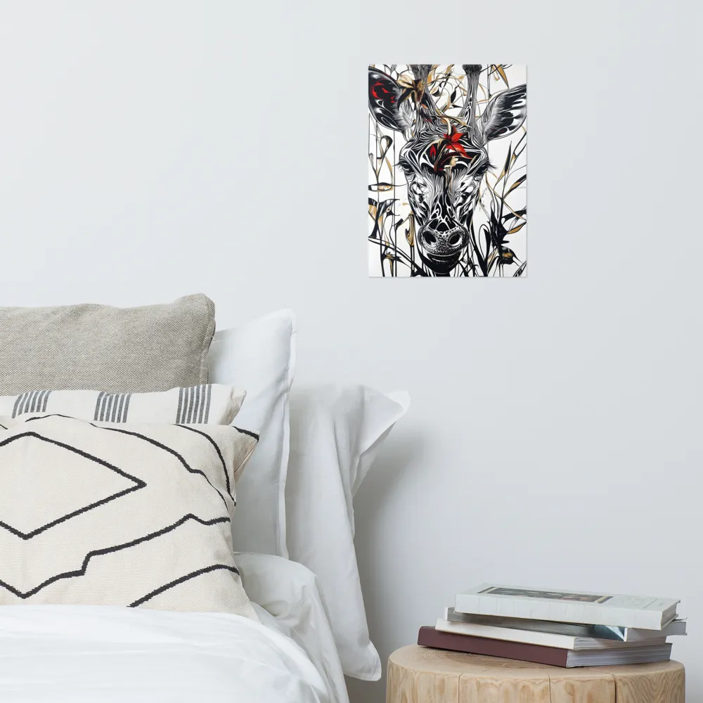 Floral Elegance: The Giraffe's Portrait | Poster | 12″×16″