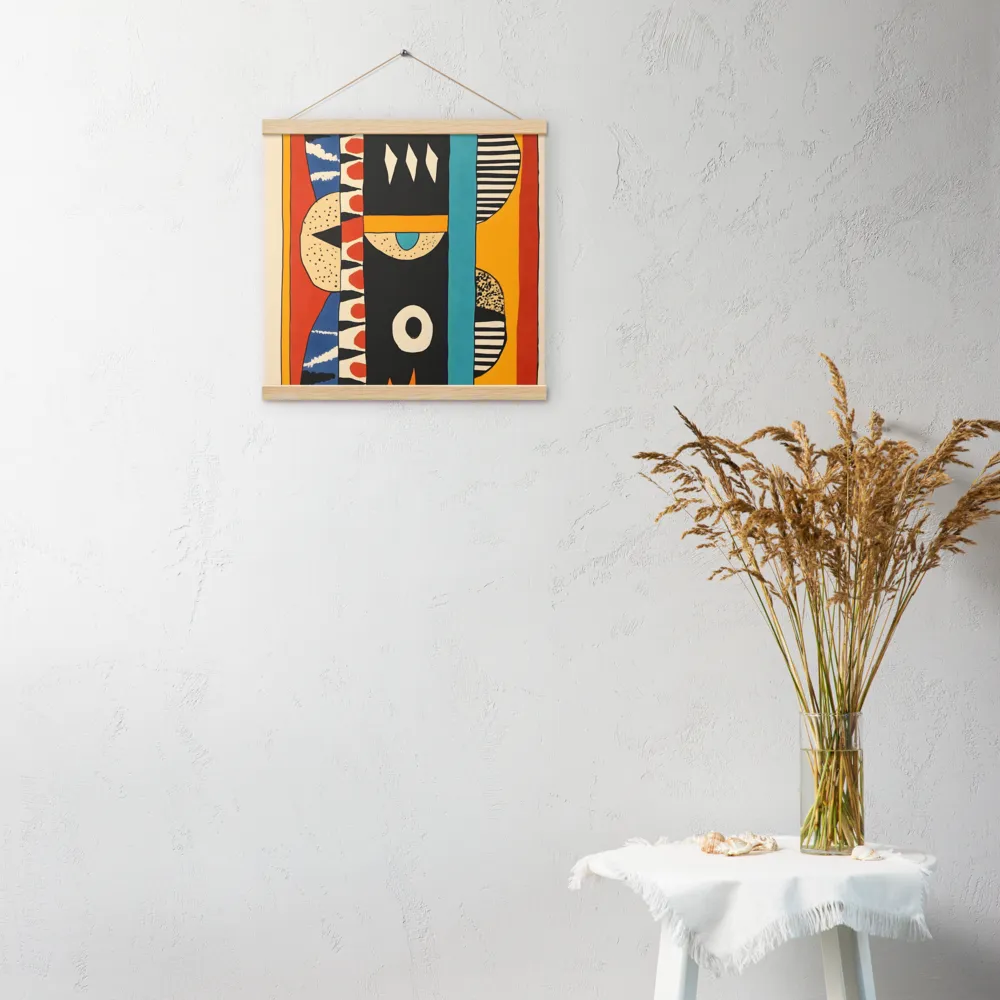 Playful Geometry: A Modern Abstract Exploration | Poster With Oak Wood Hanger | 16″×16″