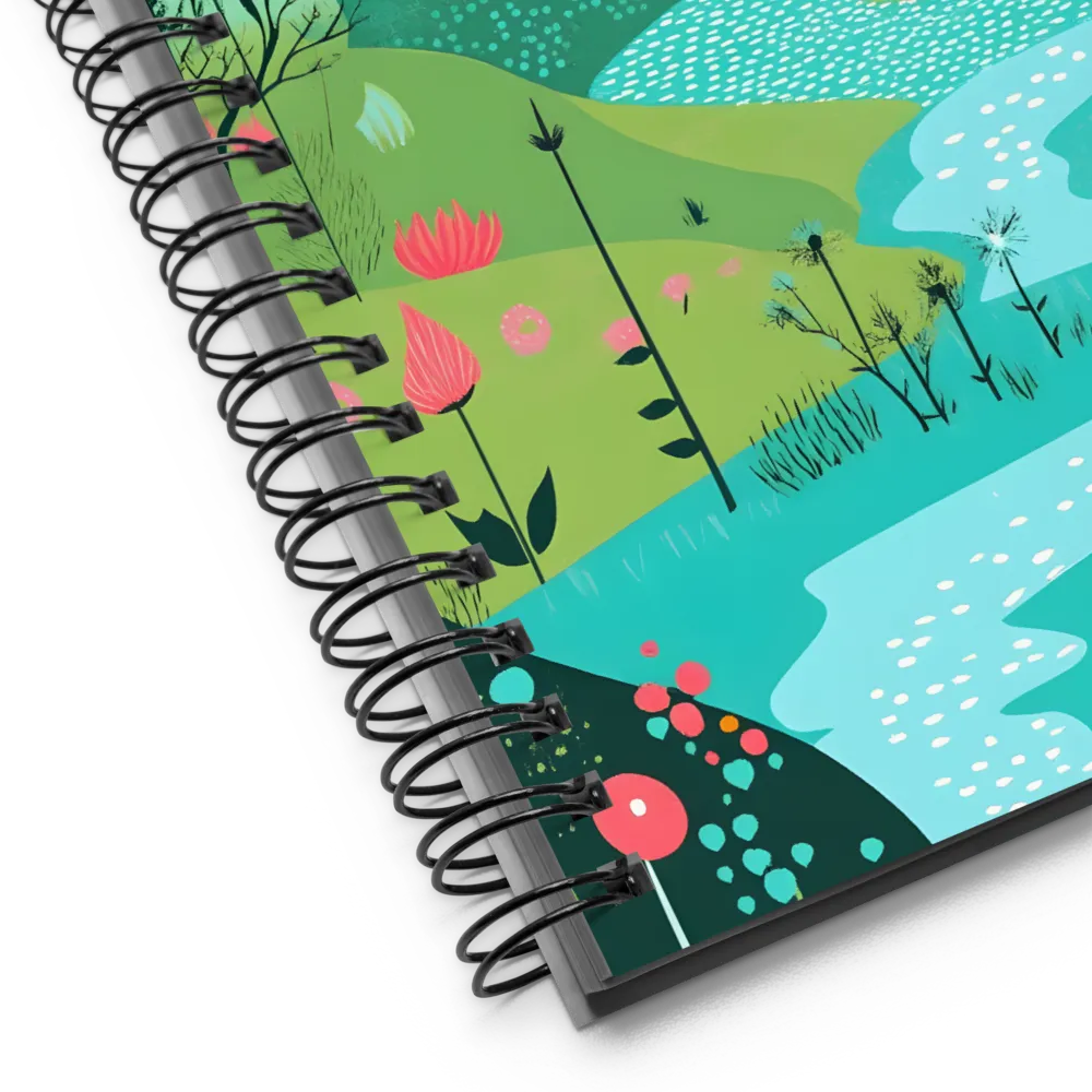 Whimsical River in a Lush Landscape | Spiral Notebook