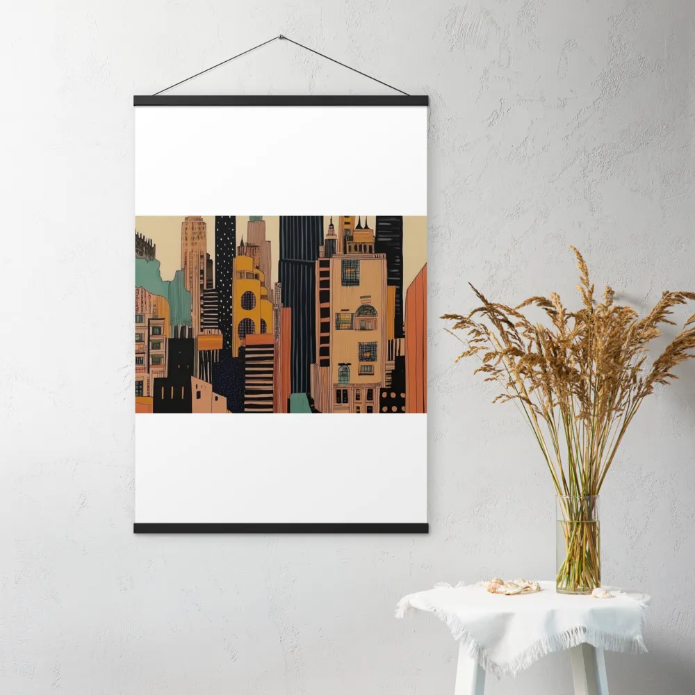 Urban Symphony in Ink | Poster With Black Wood Hanger | 24″×36″