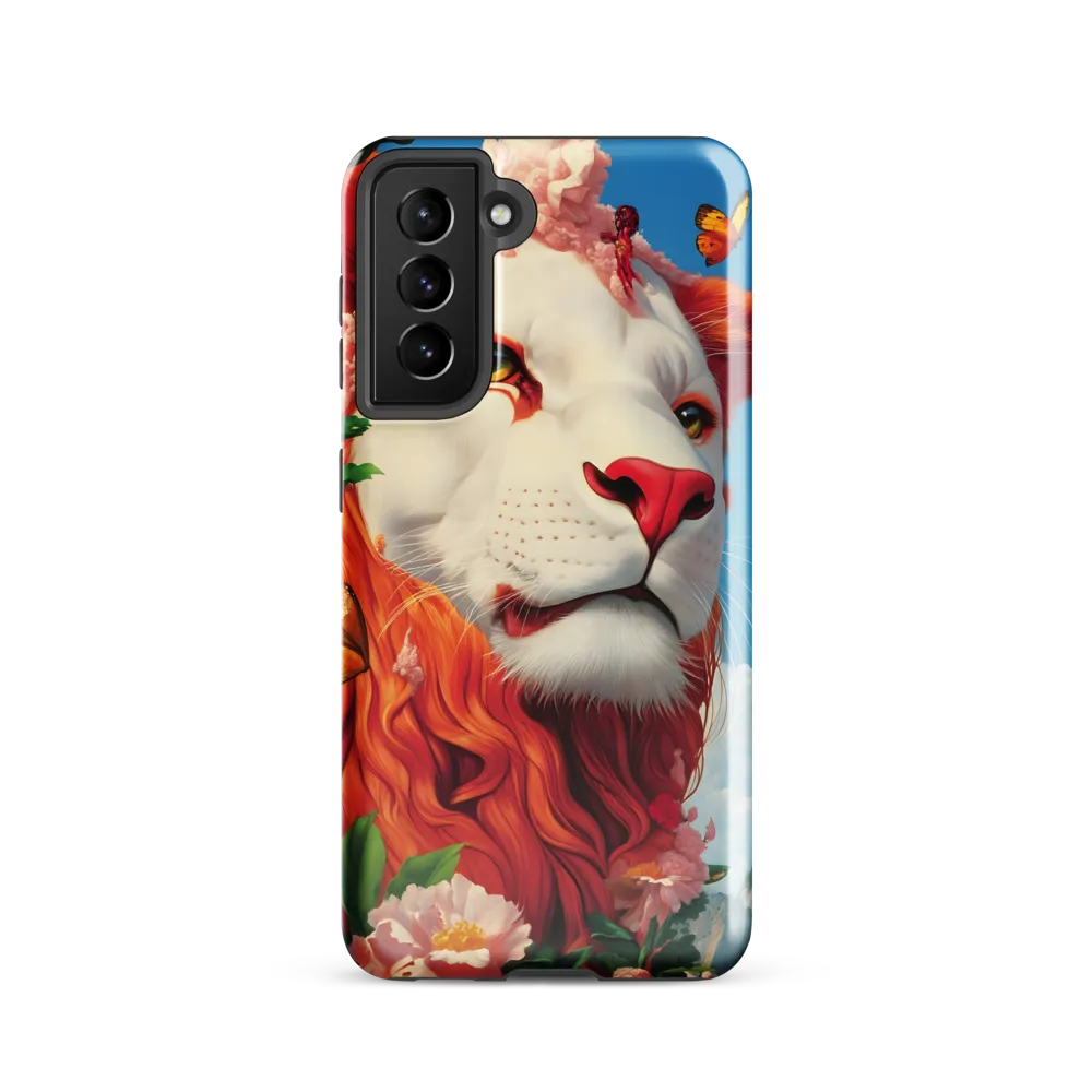 Majestic Lion Amidst Floral Splendor