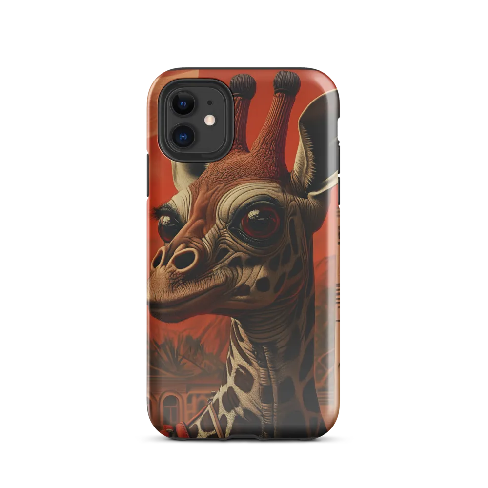 Whimsical Giraffe in an Orange Dreamscape