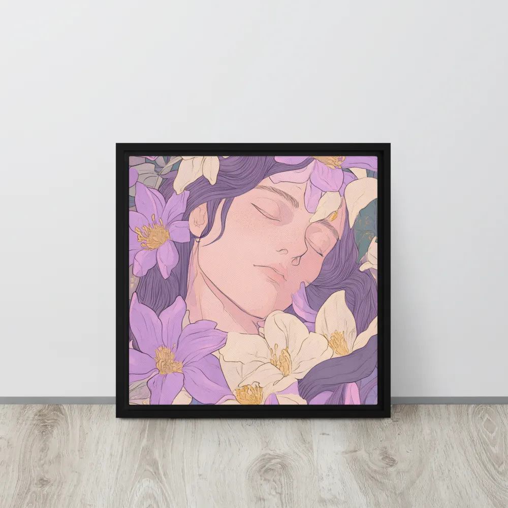 Harmony in Bloom | Canvas with Black Frame | 16″×16″