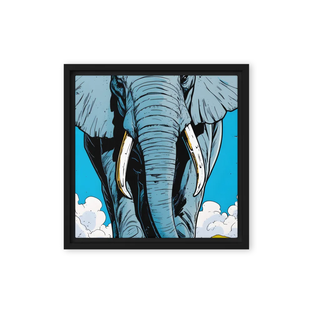 Majestic Presence: The Elephant | Canvas with Black Frame | 12″×12″