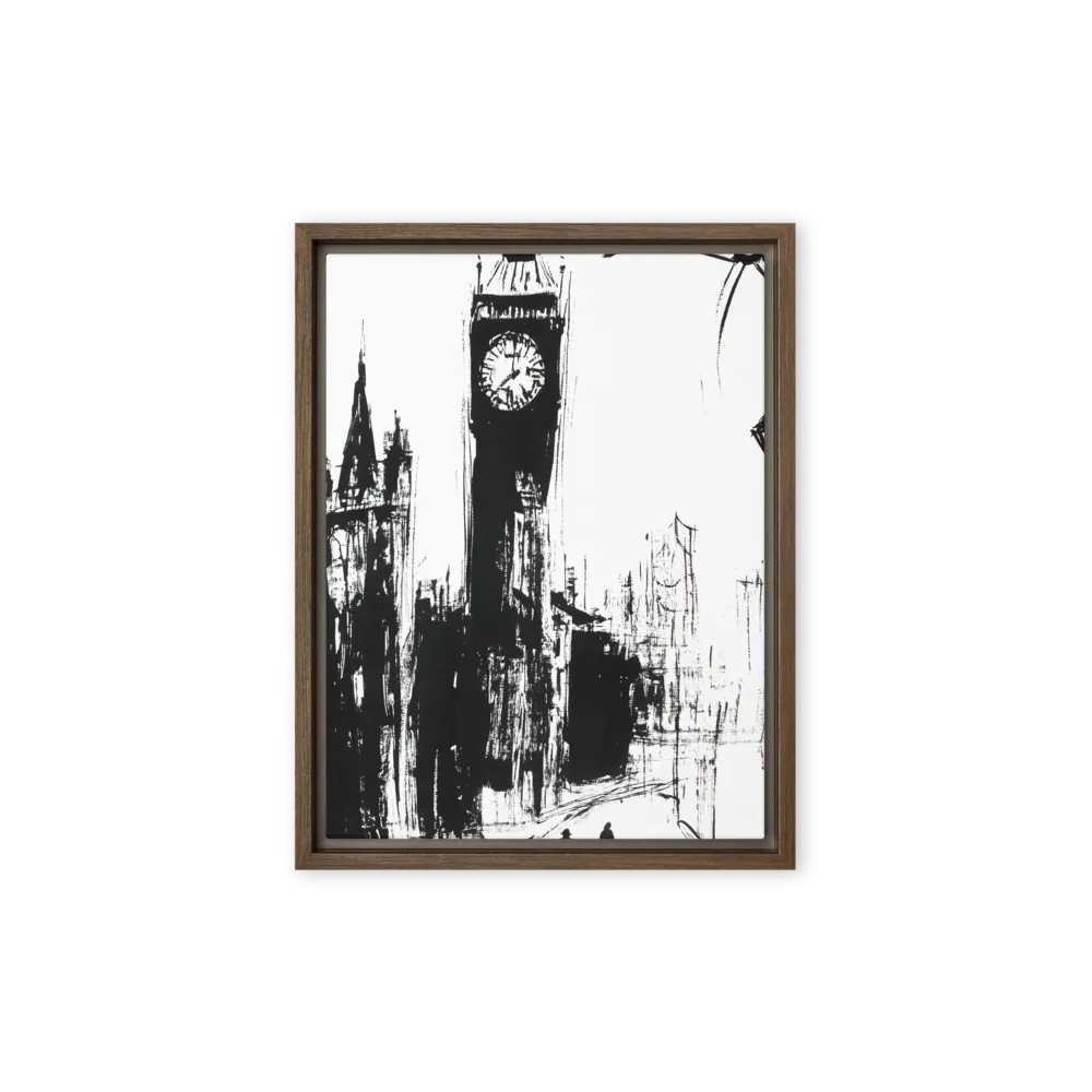 Clock Tower in Motion | Canvas with Brown Frame | 9″×12″