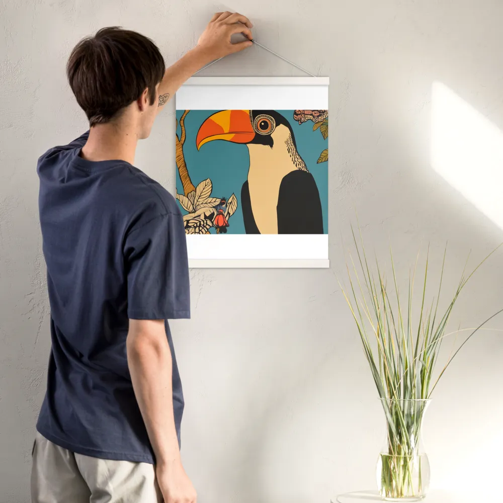 Tropical Majesty: The Toucan at Rest | Poster With White Wood Hanger | 16″×20″