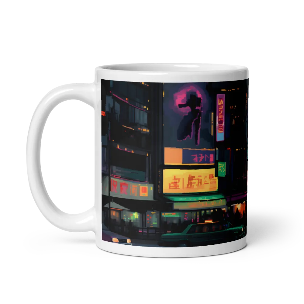 Neon Dreams: A Pixelated Urban Night | Mug with White inside | 11 oz