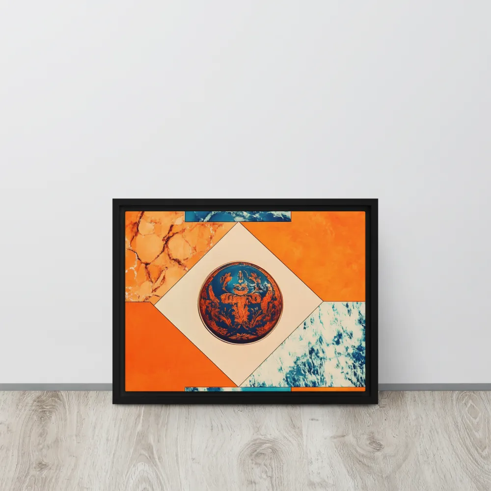 Harmonious Encounters: Abstract Geometry | Canvas with Black Frame | 12″×16″