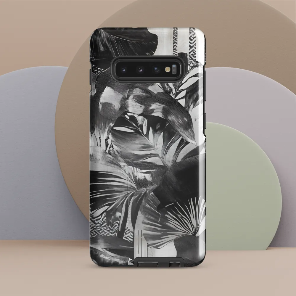 Monochrome Serenity in Tropical Foliage | Phone Case |  S10 Plus | Tough Case | Glossy