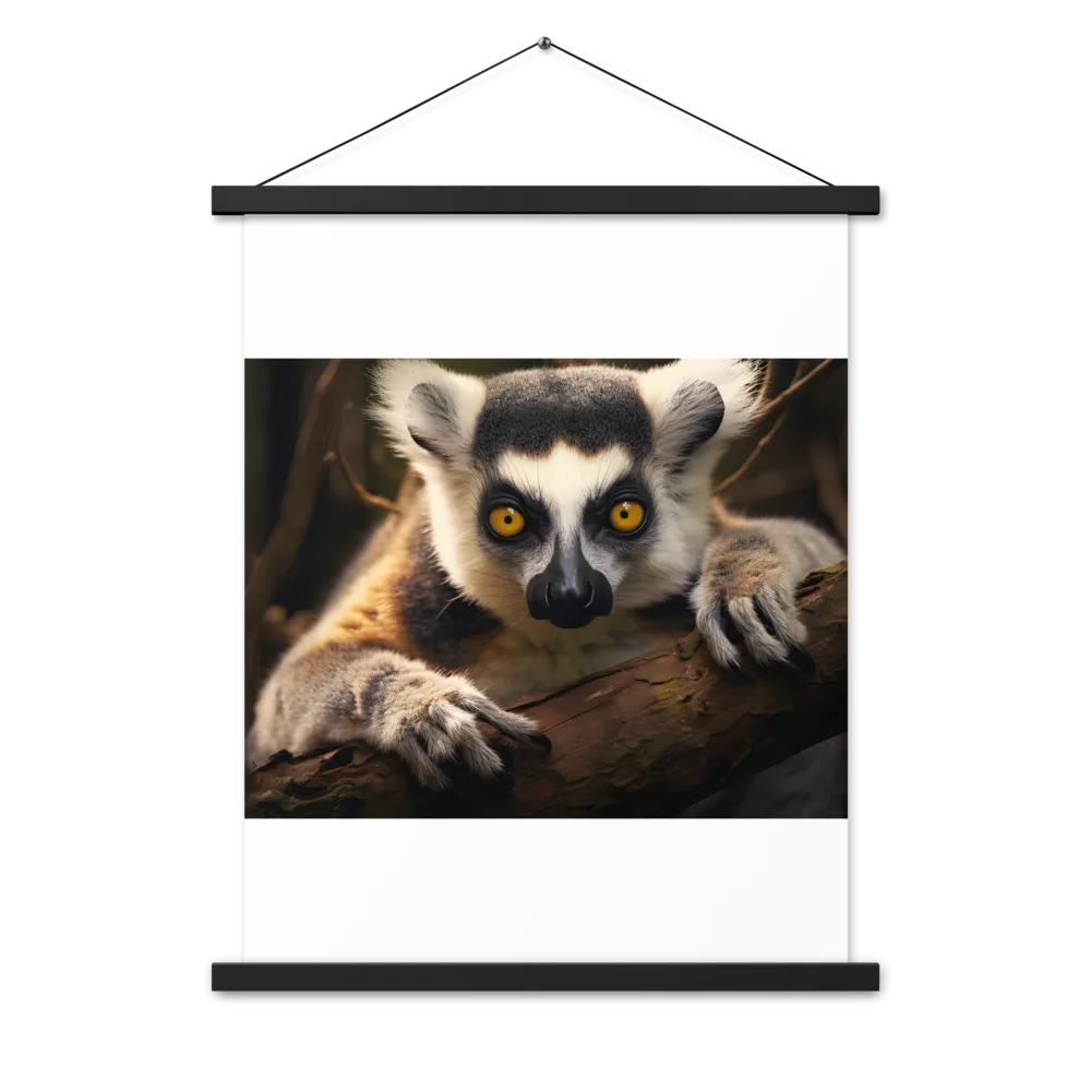 The Watchful Lemur | Poster With Black Wood Hanger | 18″×24″