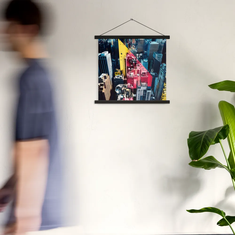 Dynamic Urban Symphony | Poster With Black Wood Hanger | 18″×18″