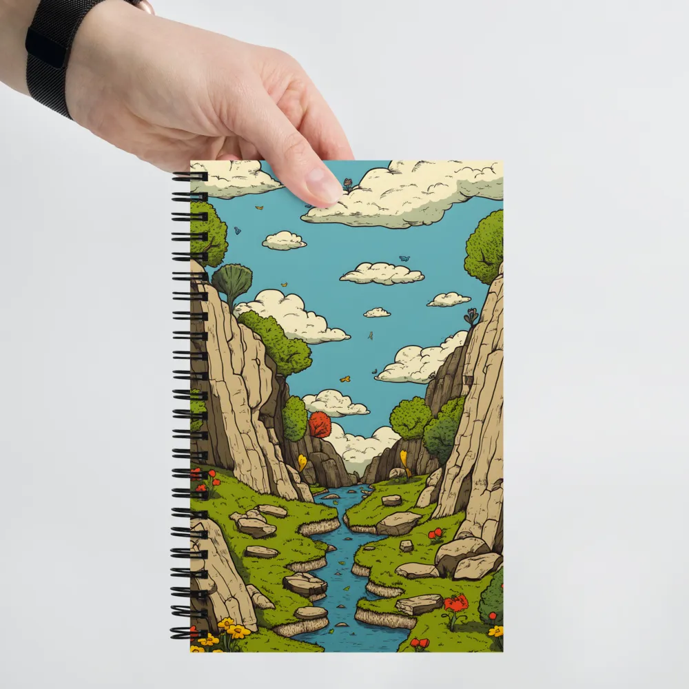 Whimsical Serenity: A Canyon Landscape | Spiral Notebook