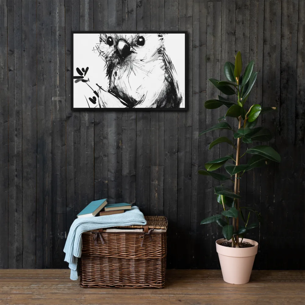 Whimsical Koala in Ink | Canvas with Black Frame | 20″×30″