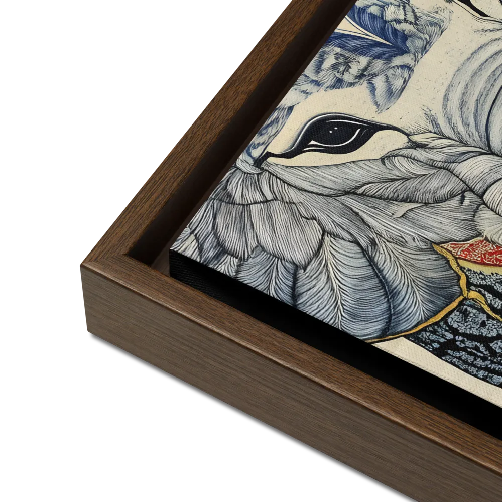 Majesty of the Elephant | Canvas with Brown Frame | 16″×16″