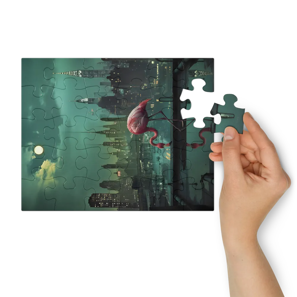 Rooftop Flamingo 
 Jigsaw Puzzle in Tin Box