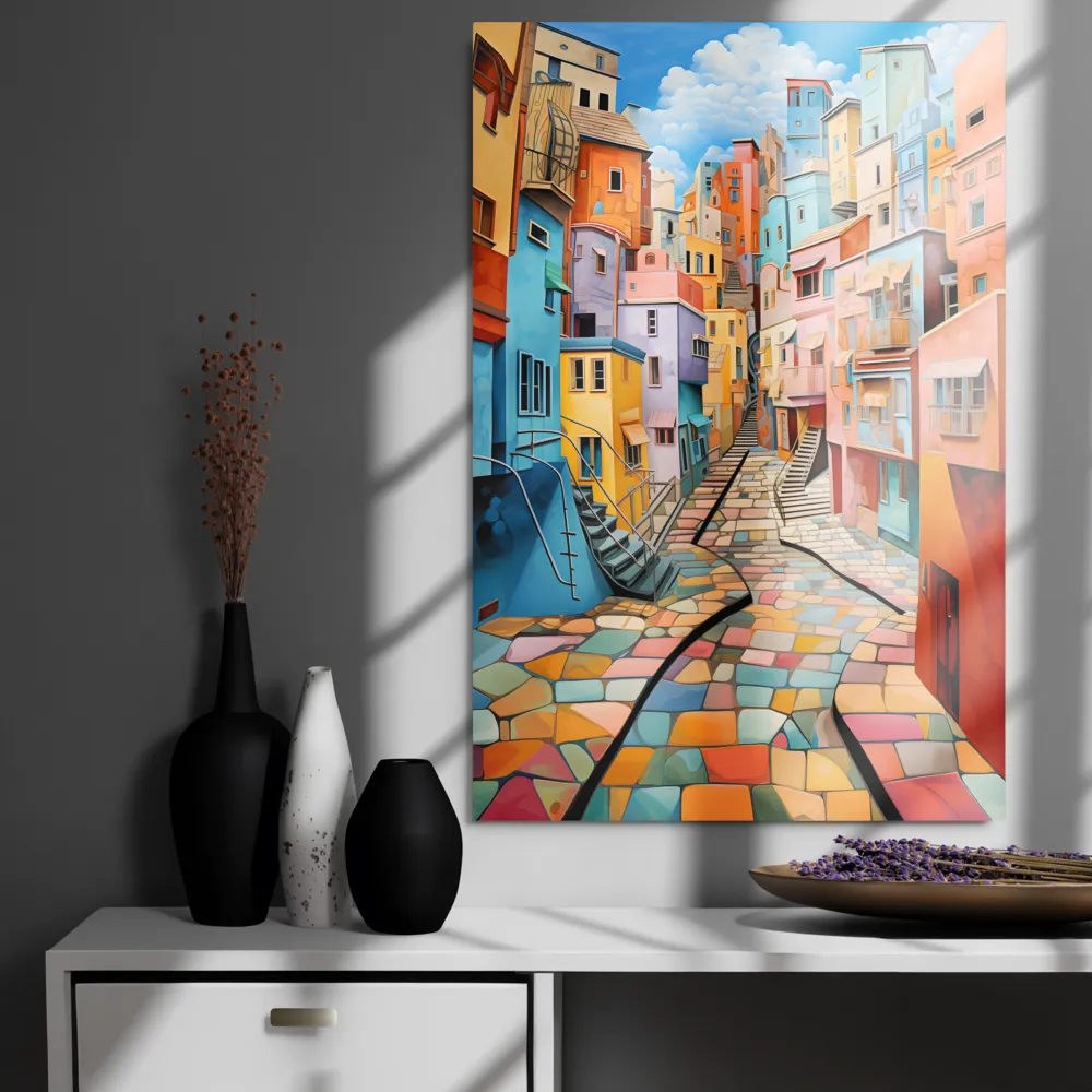 Vibrant Cityscape: A Kaleidoscope of Colors | Art Print