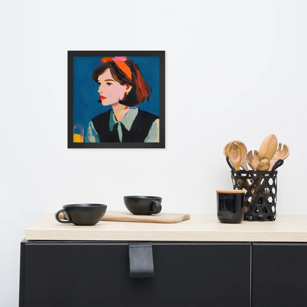 Profile in Blue 
 Poster with Black Frame | 12″x 12″