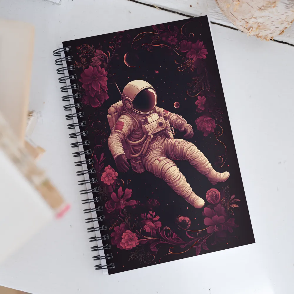 Cosmic Bloom: An Astronaut's Journey | Spiral Notebook