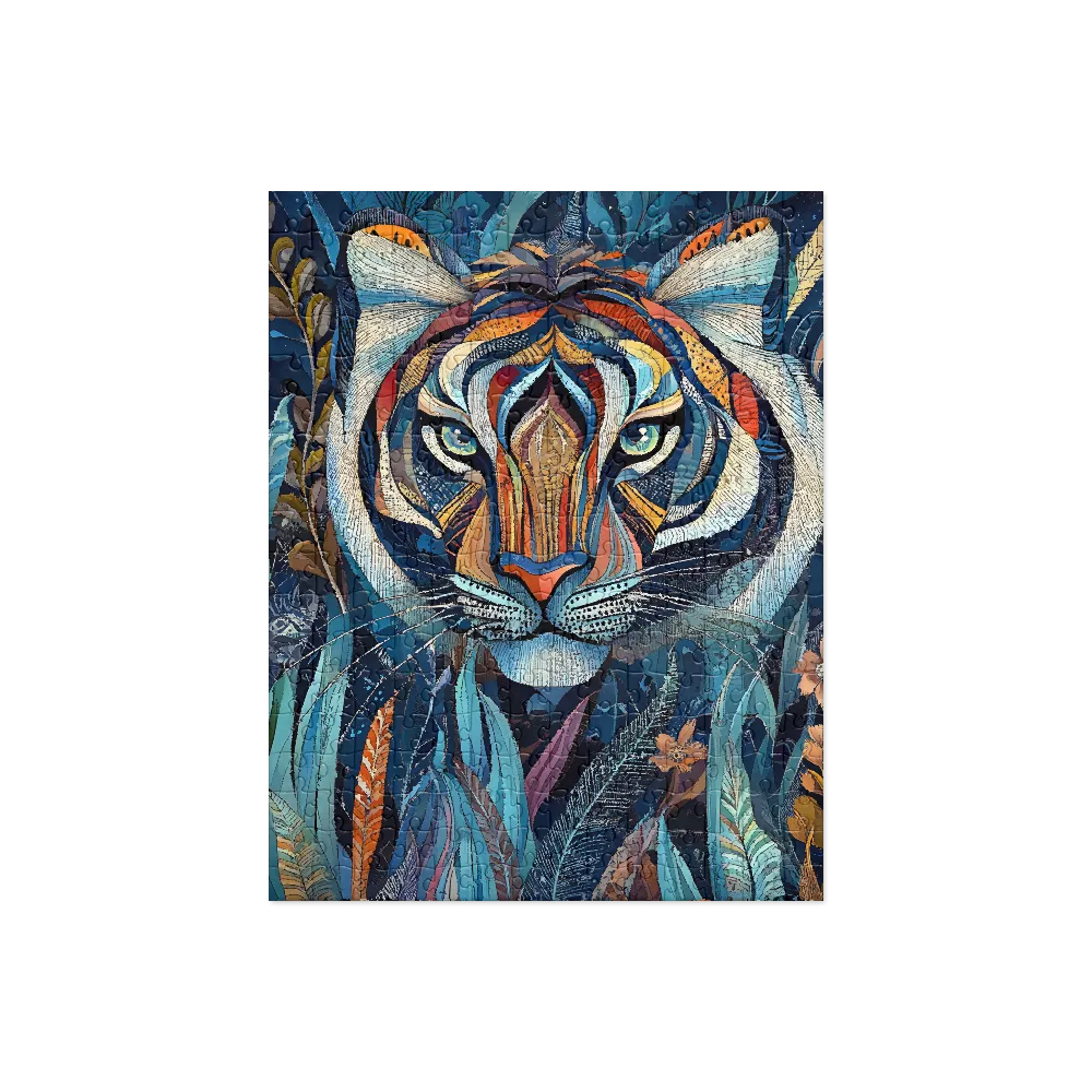 Ornamental Tiger in Teal and Orange