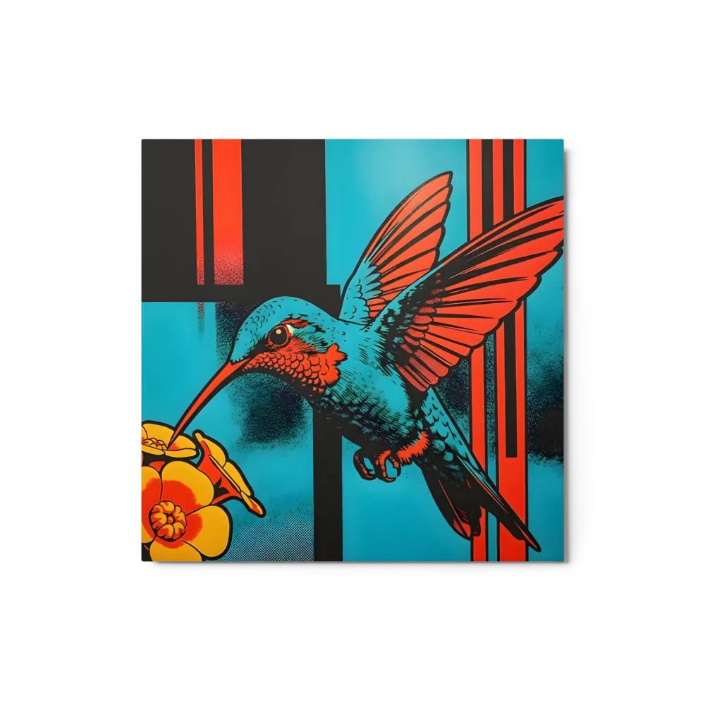 Cyan Hummingbird 
 Metal Print | 12″x 12″