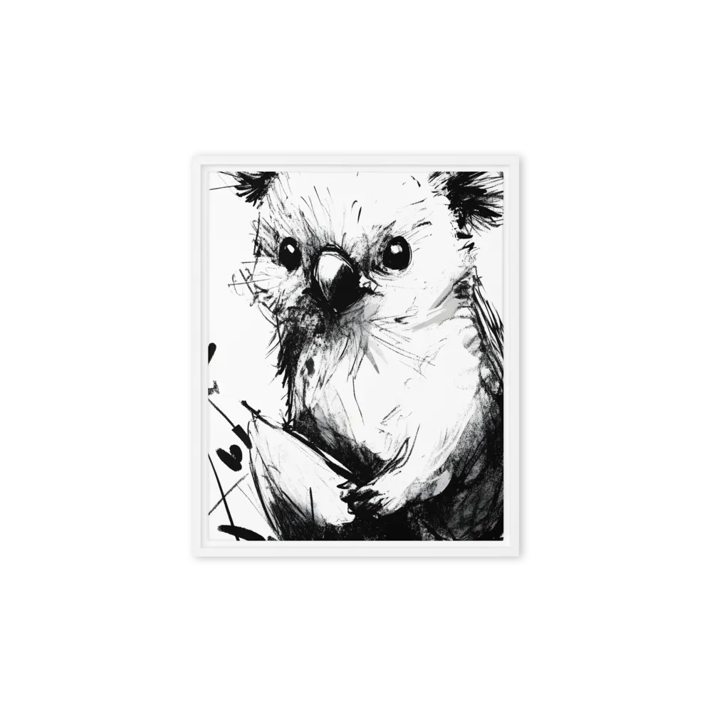 Whimsical Koala in Ink | Canvas with White Frame | 8″×10″
