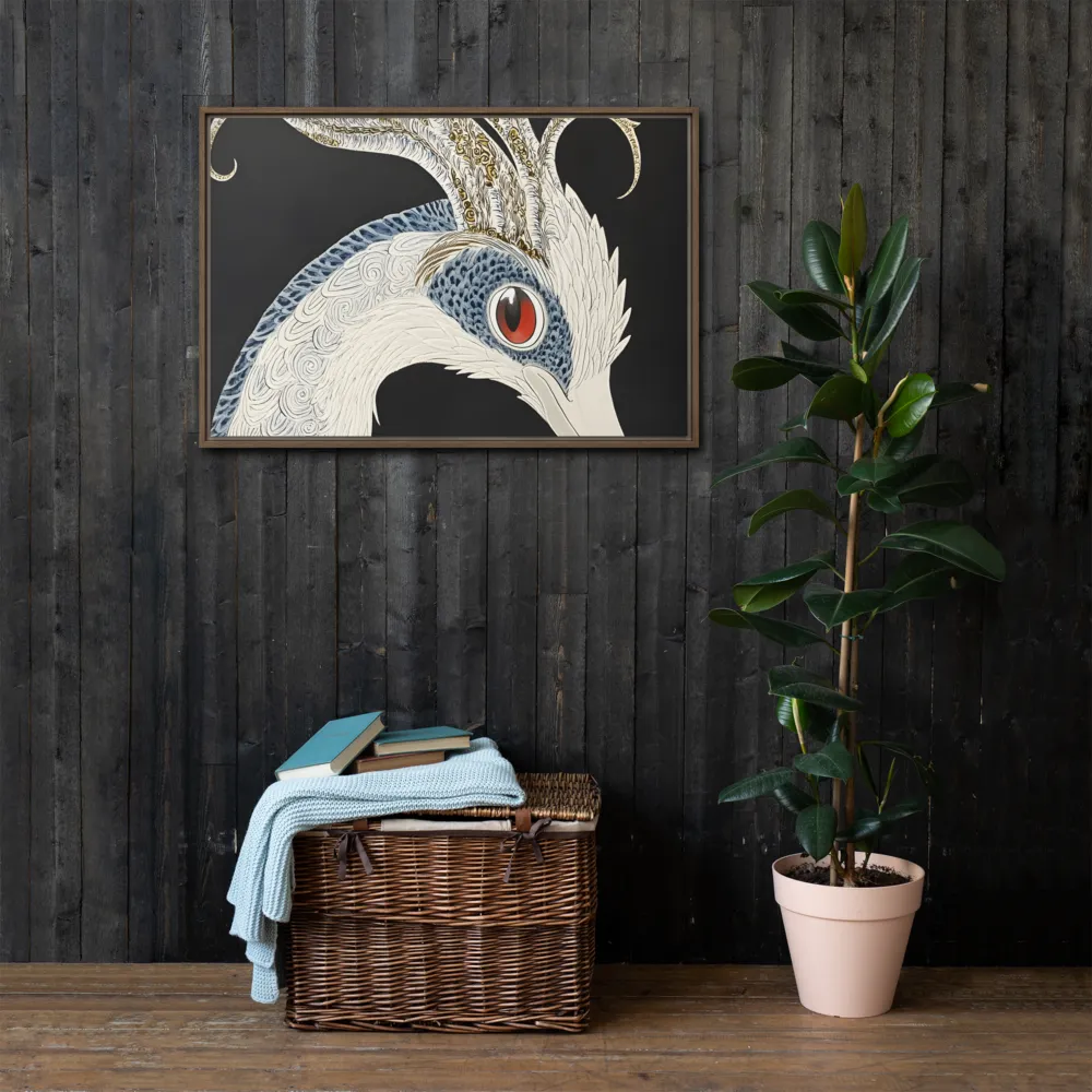Elegance of the Majestic Peacock | Canvas with Brown Frame | 24″×36″