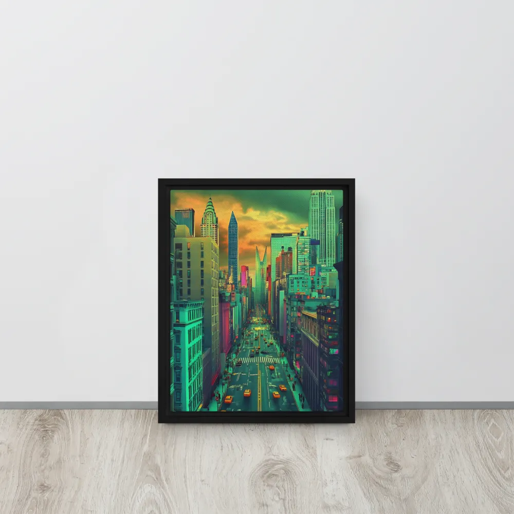 Urban Surrealism: Neon Dreams | Canvas with Black Frame | 11″×14″