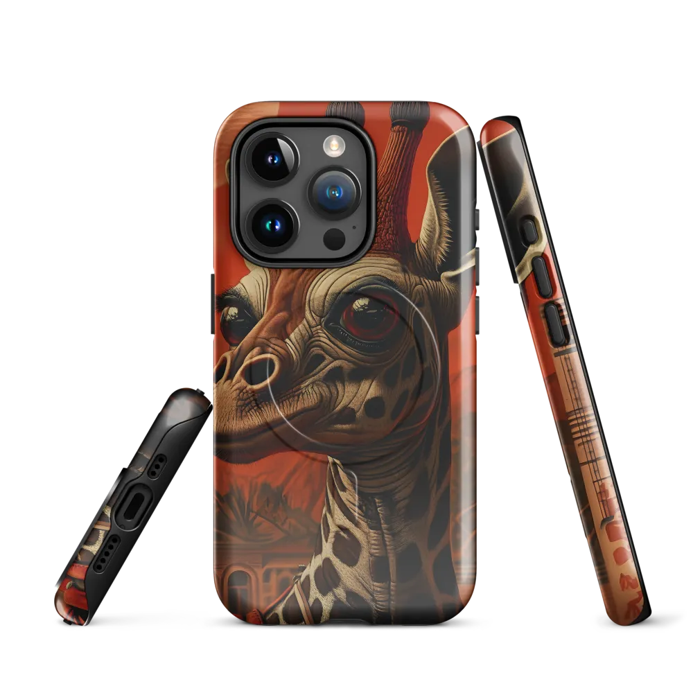 Whimsical Giraffe in an Orange Dreamscape